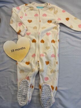 Pekkle - fleece Heart Patterned Footed Pajamas/sleeper